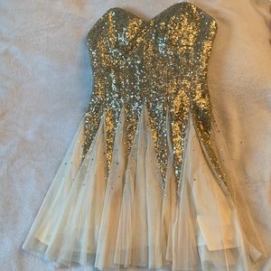 Gold strapless homecoming dress